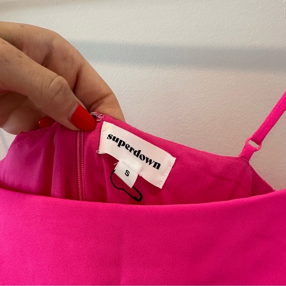 Revolve Superdown Addison Maxi Dress Spaghetti Strap Hot Pink Wedding Guest - Picture 10 of 11